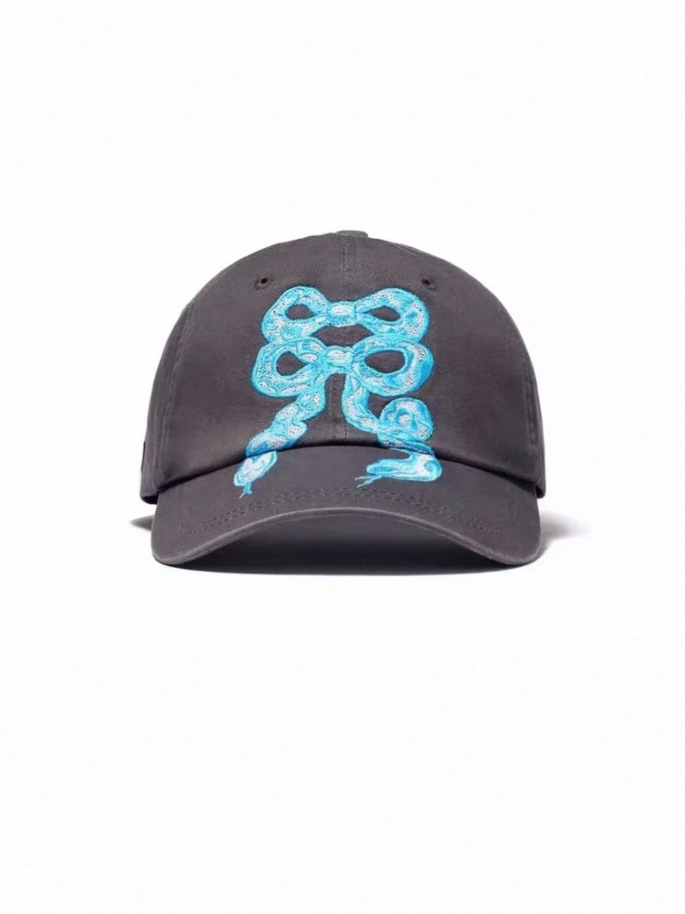Open YY Blue Ribbon Snake Ball Cap Embroidered Snake Graphic Hat in Black & Blue